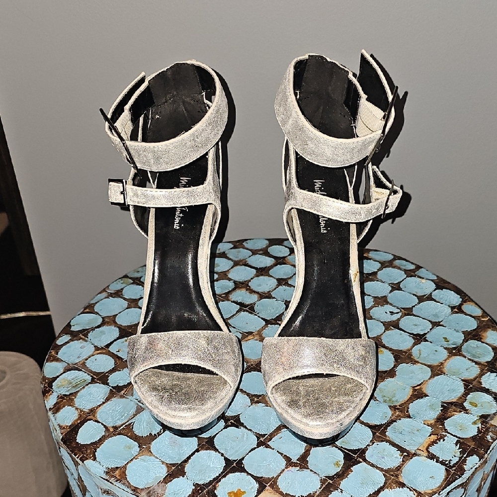 Women's Silver Platform Sandals Heels